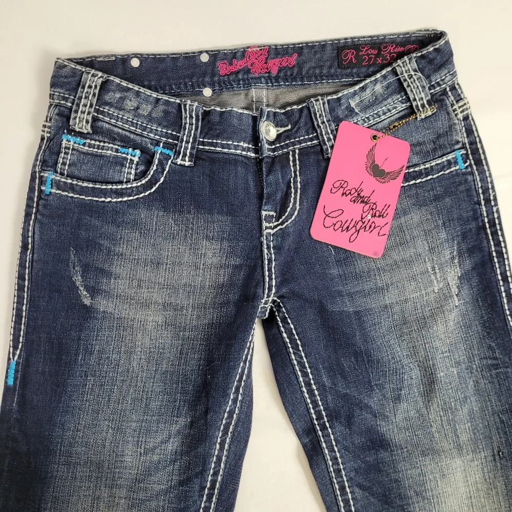 Nwt Rock And Roll Cowgirl Low Rise Bootcut Jeans Size 27 × 32